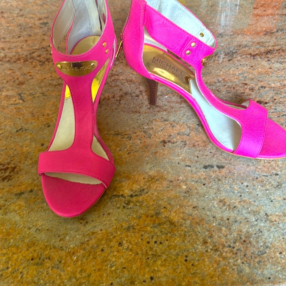 MK sandals in hot pink